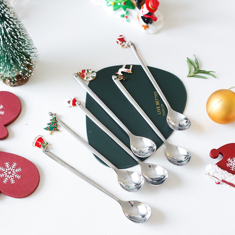 Conjunto de colheres de sobremesa com pingentes natalinos boreal™ - 6 Peças