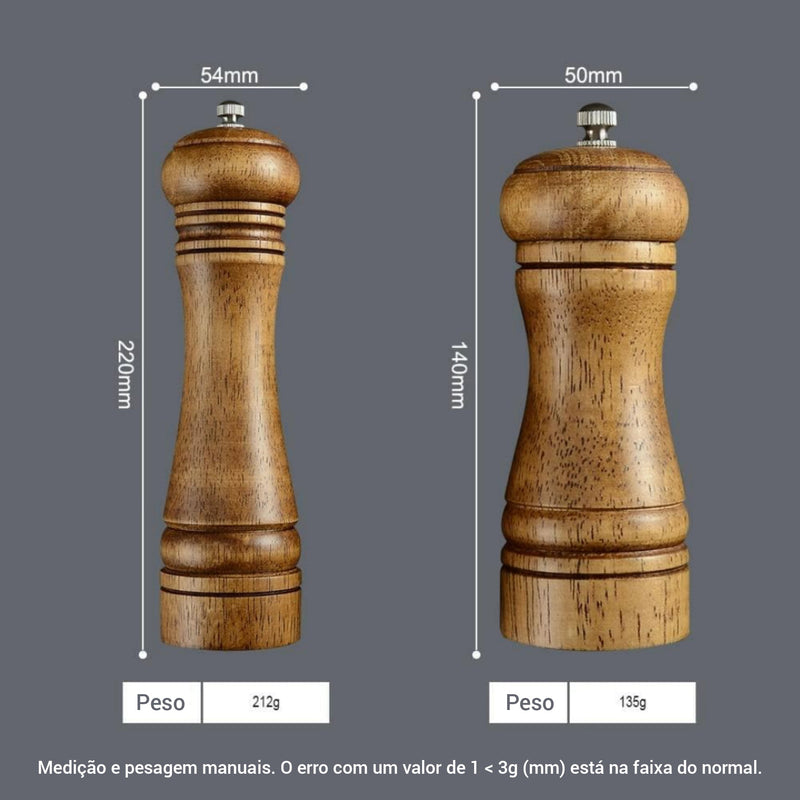 Moedor de especiarias em madeira de carvalho easycook™ - 2 Peças