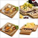 Conjunto para petiscos tábua bambu luxo com gaveta + utensílios luxor™